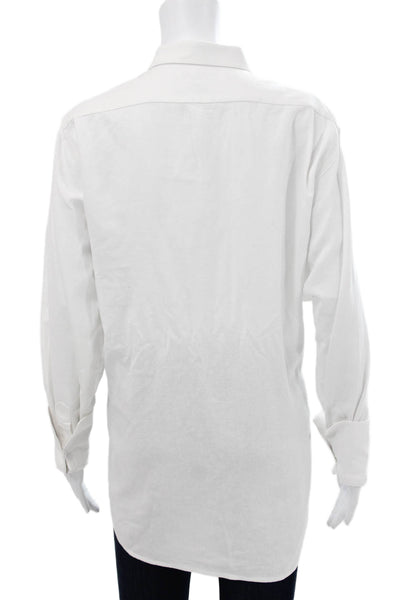 Claridge + King Womens Linen Collared Button Up Long Sleeve White Size L