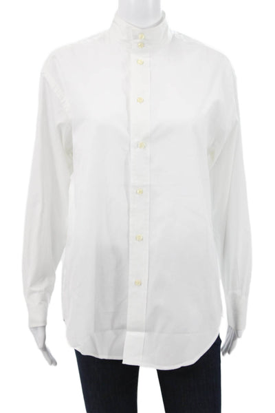 Ralph Lauren Women White Cotton Collared Button-Up Long Sleeve Basic Size 8