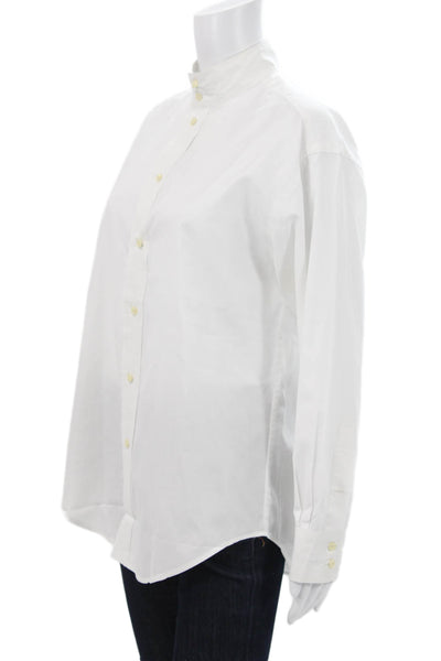Ralph Lauren Women White Cotton Collared Button-Up Long Sleeve Basic Size 8