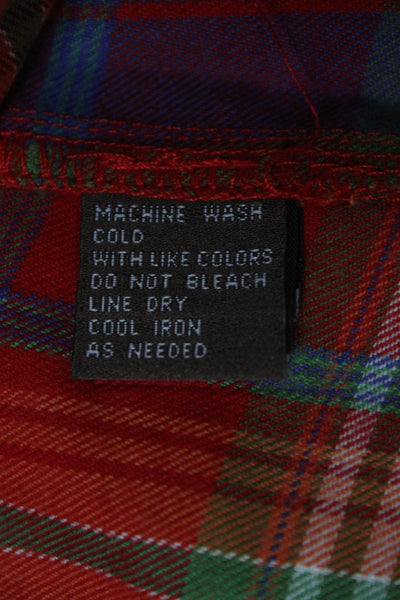 J. Mclaughlin Womens Red Cotton Collared Plaid Button-Up Long Sleeve Size 12