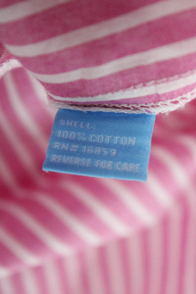 J. Mclaughlin Women Pink Striped Cotton Tunic Button-Up Long Sleeve Size M