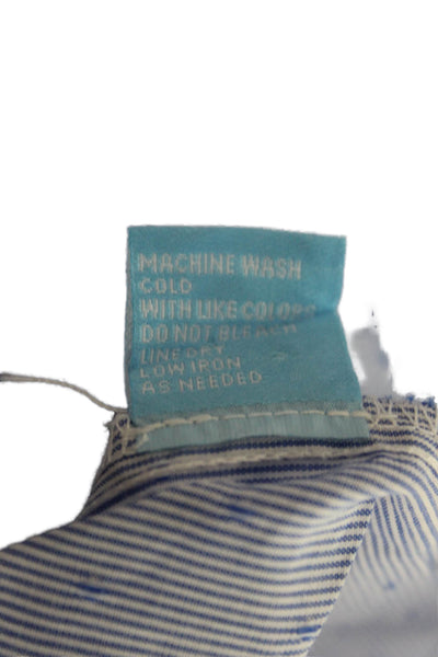 J. Mclaughlin Womens Blue Polka Dot VNeck Cotton 3/4 Sleeve Basic Blouse Size L