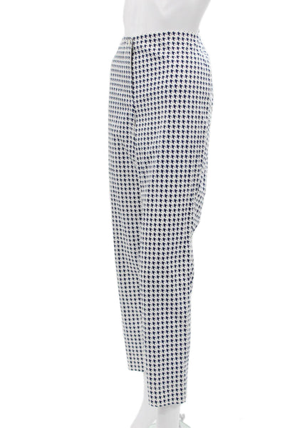 Cambio Women Dress Pants Navy Houndstooth Cotton Button Detail Size 12