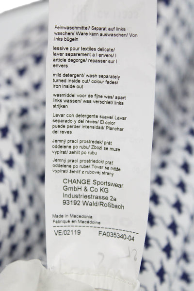 Cambio Women Dress Pants Navy Houndstooth Cotton Button Detail Size 12