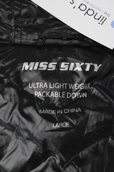 Miss Sixty Womens Puffer Jacket Black Nylon Zip Size L
