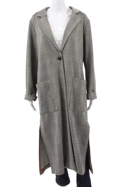Sanctuary Womens Basic Coat Multicolor Plaid Button Closure Size M