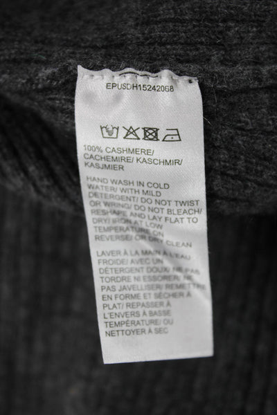 Saks Fifth Avenue Women Cashmere V Neck Gray Tunic Sweater Long Sleeve Size M