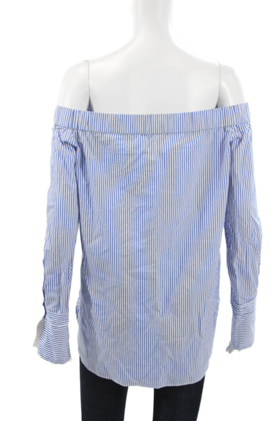Rag & Bone Women Striped Off Shoulder Cotton Button Up Blouse Size L
