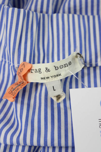Rag & Bone Women Striped Off Shoulder Cotton Button Up Blouse Size L
