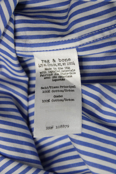 Rag & Bone Women Striped Off Shoulder Cotton Button Up Blouse Size L