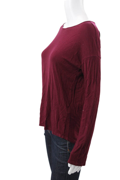 Tahari Womens Petite Red Boat Neck Long Sleeve Basic T-Shirt Modal Size S