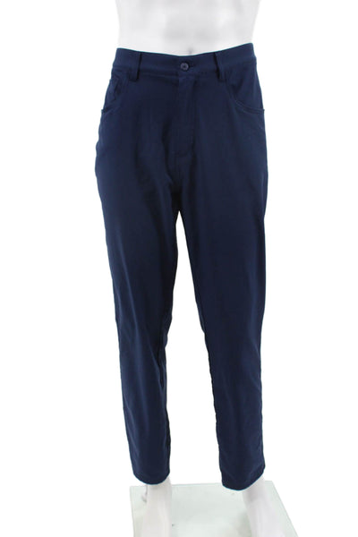 FJ Mens Casual Pants Blue Button Polyester Size 36
