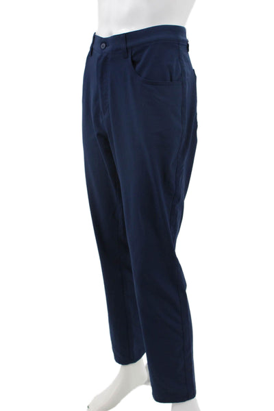 FJ Mens Casual Pants Blue Button Polyester Size 36