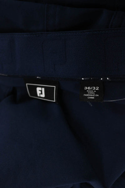 FJ Mens Casual Pants Blue Button Polyester Size 36