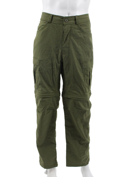 Rei Co Op Mens Cargo Pants Green Nylon Button Size 36