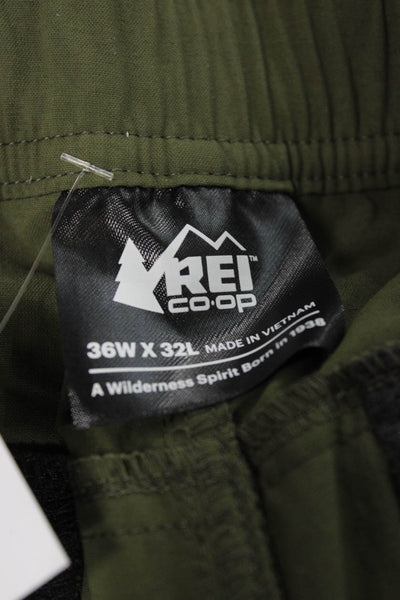 Rei Co Op Mens Cargo Pants Green Nylon Button Size 36