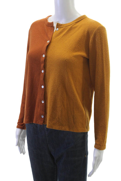 Donni Womens Cardigan Color Block Orange Long Sleeve Size M
