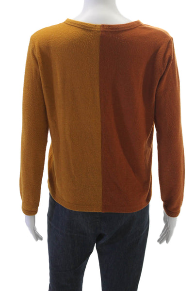 Donni Womens Cardigan Color Block Orange Long Sleeve Size M