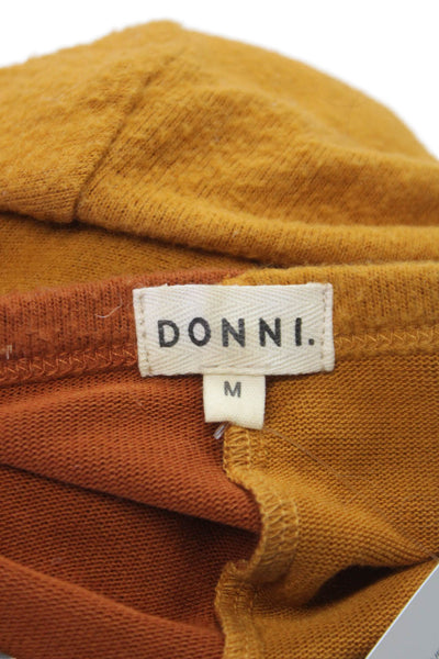 Donni Womens Cardigan Color Block Orange Long Sleeve Size M