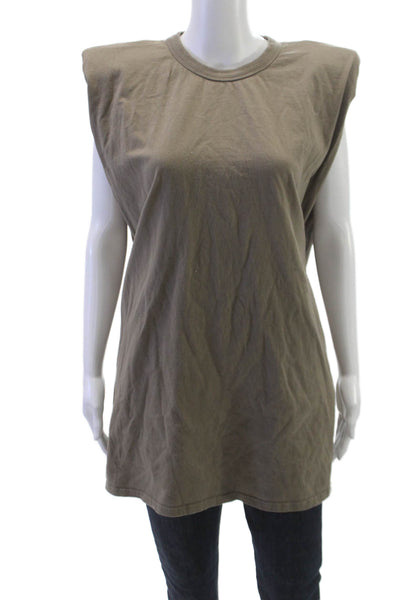 Frankie Shop Womens Sleeveless Tunic T-Shirt Green Cotton Crew Neck Size M