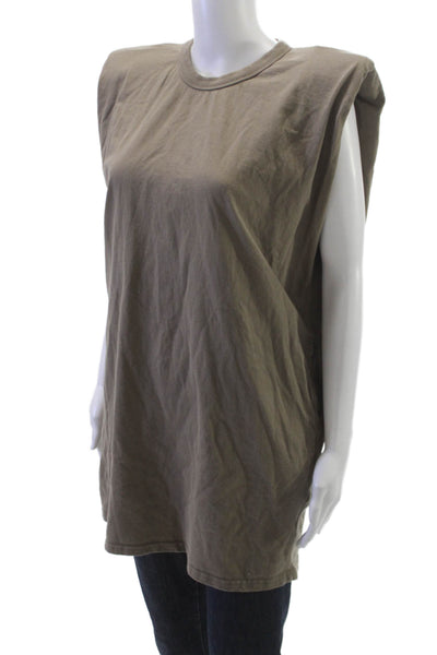 Frankie Shop Womens Sleeveless Tunic T-Shirt Green Cotton Crew Neck Size M