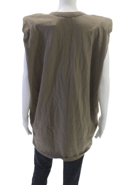 Frankie Shop Womens Sleeveless Tunic T-Shirt Green Cotton Crew Neck Size M