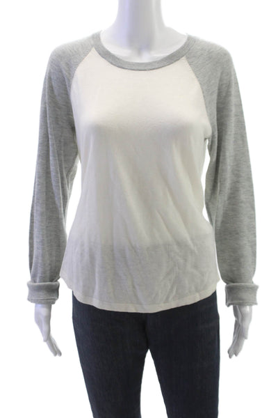 Aqua Womens Pullover Sweater Long Sleeve Round Neck White Size L