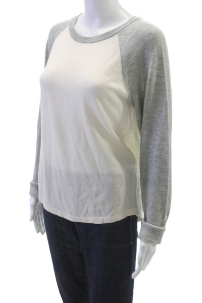 Aqua Womens Pullover Sweater Long Sleeve Round Neck White Size L