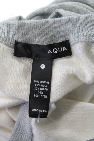 Aqua Womens Pullover Sweater Long Sleeve Round Neck White Size L
