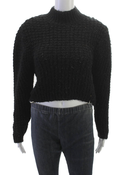 Zara Womens Pullover Mock Neck Black Long Sleeve Acrylic Size M