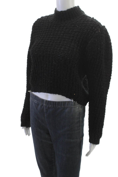 Zara Womens Pullover Mock Neck Black Long Sleeve Acrylic Size M