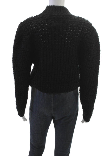 Zara Womens Pullover Mock Neck Black Long Sleeve Acrylic Size M