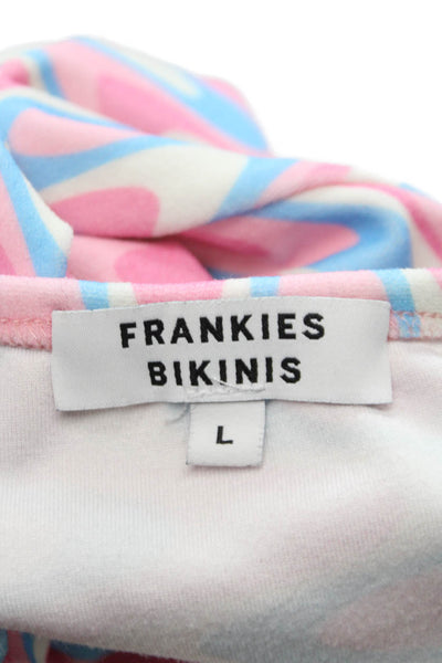 Frankies Bikinis Womens Pink Geometric Long Sleeve Set Size L