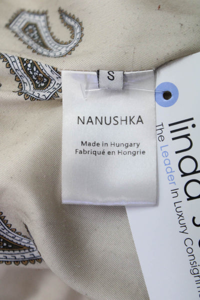 Nanushka Womens Beige Faux Leather Paisley Puffer Jacket Size S