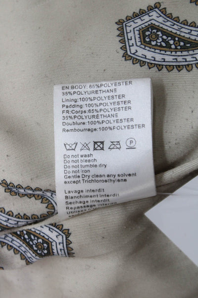 Nanushka Womens Beige Faux Leather Paisley Puffer Jacket Size S
