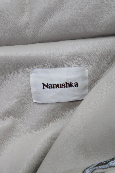 Nanushka Womens Beige Faux Leather Paisley Puffer Jacket Size S