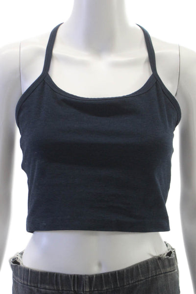 Beyond Yoga Women Cropped Halter Tank Blue Polyester Size L