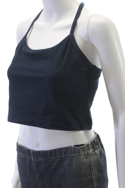 Beyond Yoga Women Cropped Halter Tank Blue Polyester Size L
