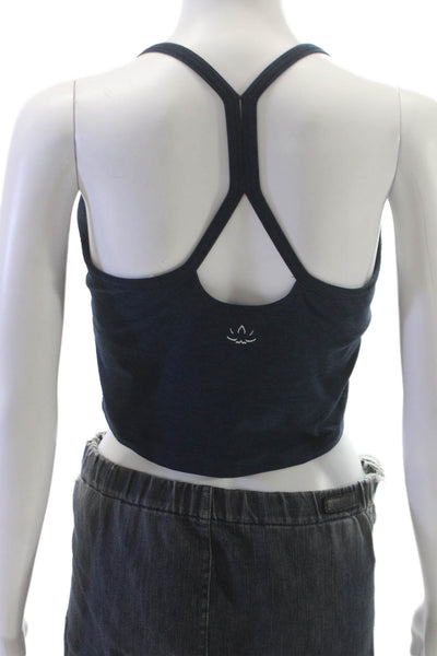 Beyond Yoga Women Cropped Halter Tank Blue Polyester Size L