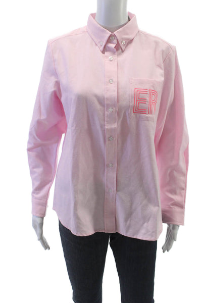 Katie Kime Womens Collared Button-Up Long Sleeve Pink Top Size XS