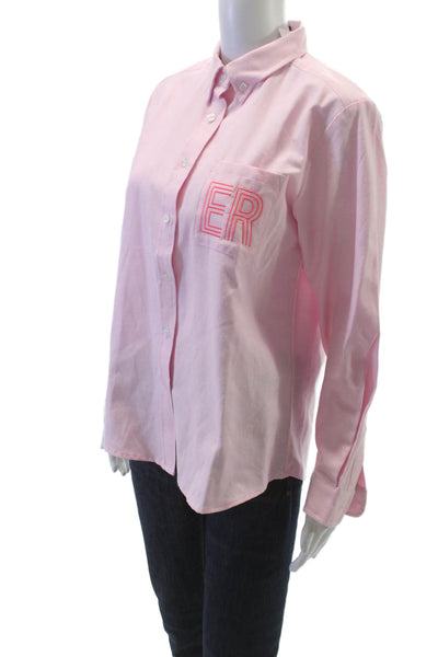 Katie Kime Womens Collared Button-Up Long Sleeve Pink Top Size XS