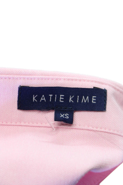 Katie Kime Womens Collared Button-Up Long Sleeve Pink Top Size XS