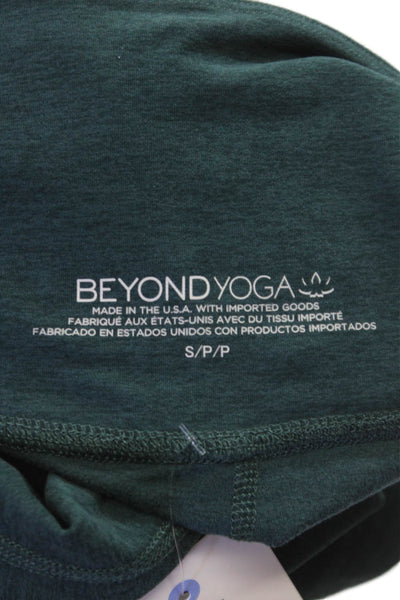 Beyond Yoga Womens Green Solid Polyester Pull On Leggings Size S Petite