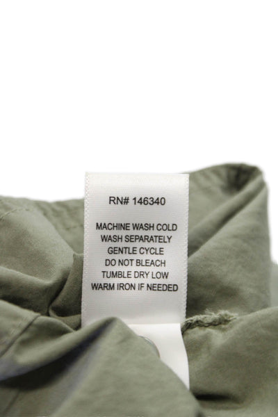 Amo Women Collared Button-Up 100% Pima Cotton Top Green 3/4 Sleeve Size XS