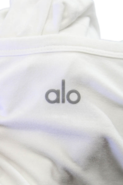 Alo Women Cropped Tank White Cotton Sleeveless Crew Neck Pullover Size S
