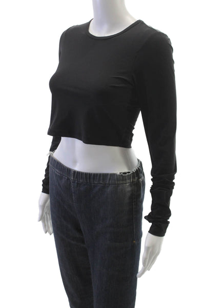 Beyond Yoga Womens Cropped Black Long Sleeve T-Shirt Polyester Size XS