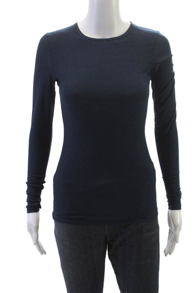 Beyond Yoga Womens Basic T-Shirt Blue Long Sleeve Crew Neck Polyester Size XS