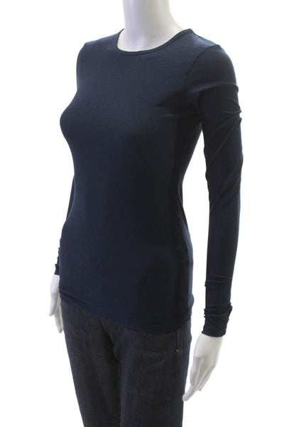 Beyond Yoga Womens Basic T-Shirt Blue Long Sleeve Crew Neck Polyester Size XS