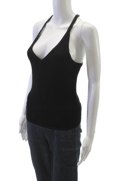 Joah Brown Womens Ribbed Halter Tank Black Sleeveless Basic Size S