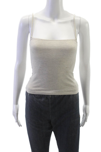 Perfect White Tee Women Tank Beige Square Neck Sleeveless Viscose Size XS